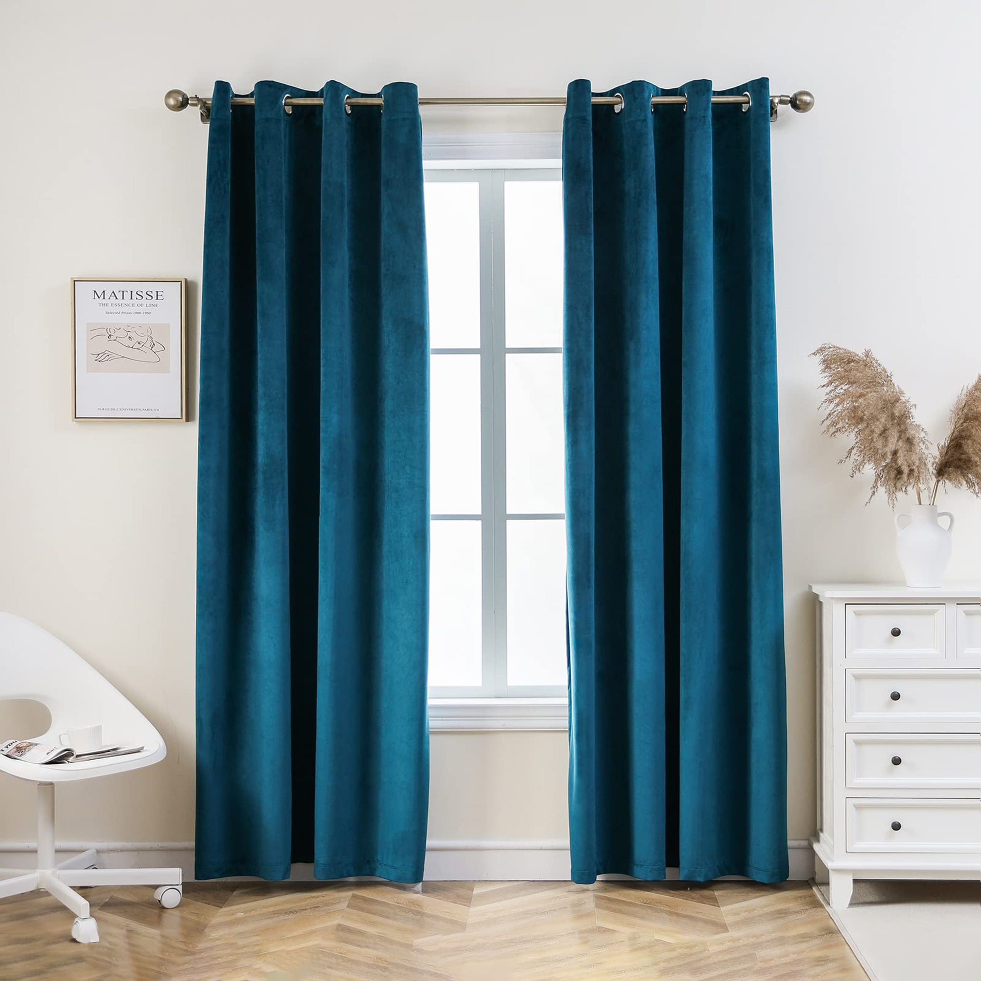 Solid Color Blackout Velvet Curtain Panel - Grommet