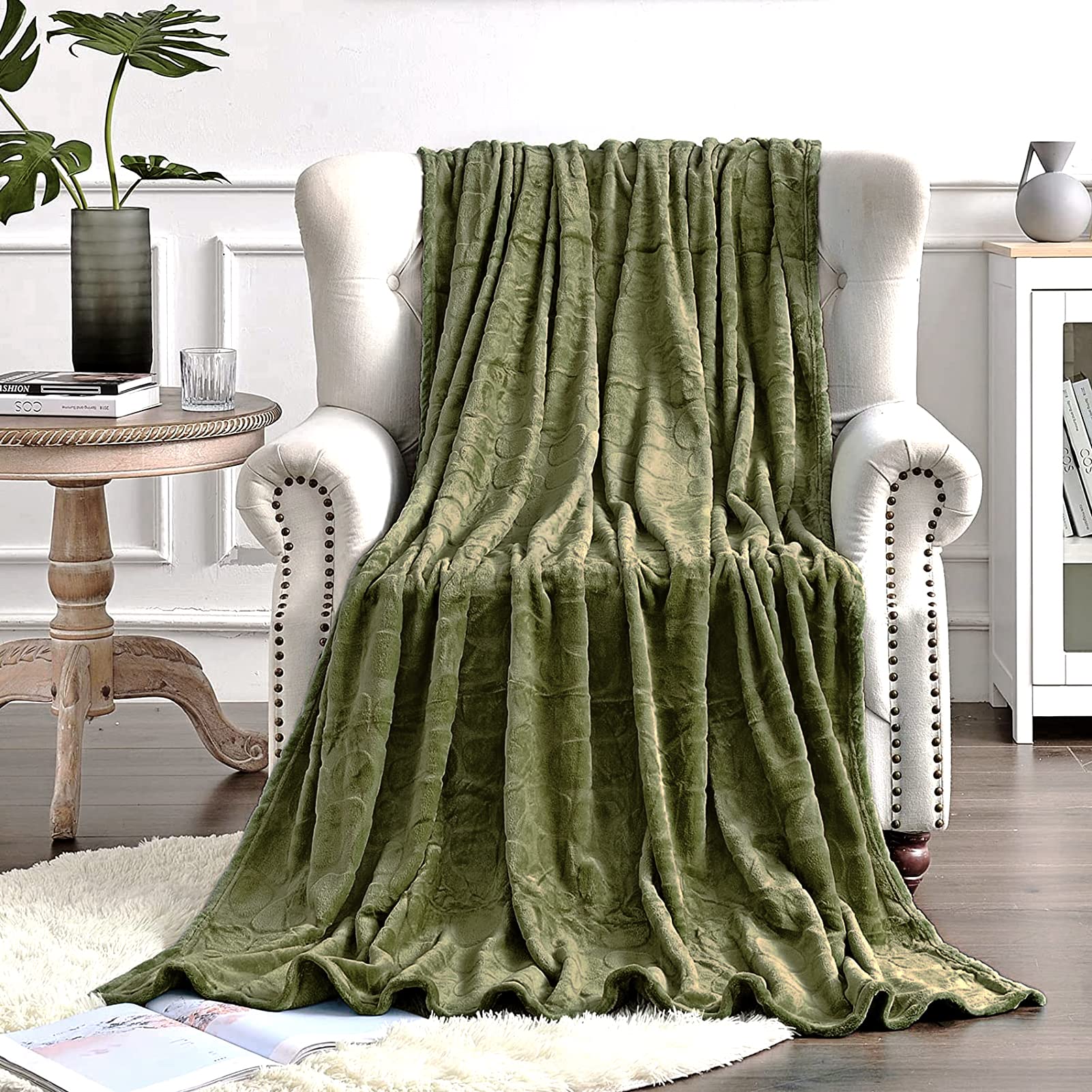 Flannel Fleece Throw Blanket - Stone Print