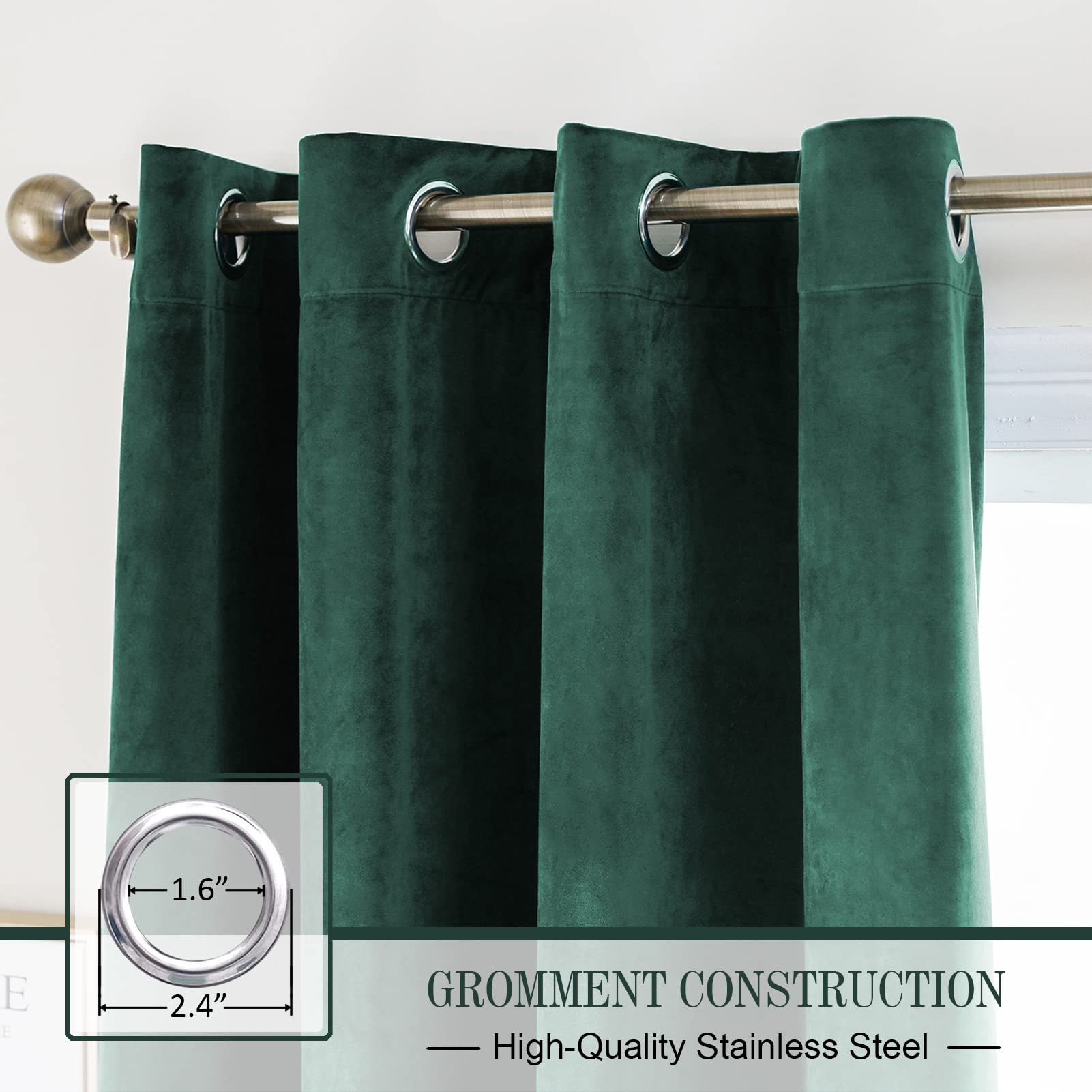 Solid Color Blackout Velvet Curtain Panel - Grommet