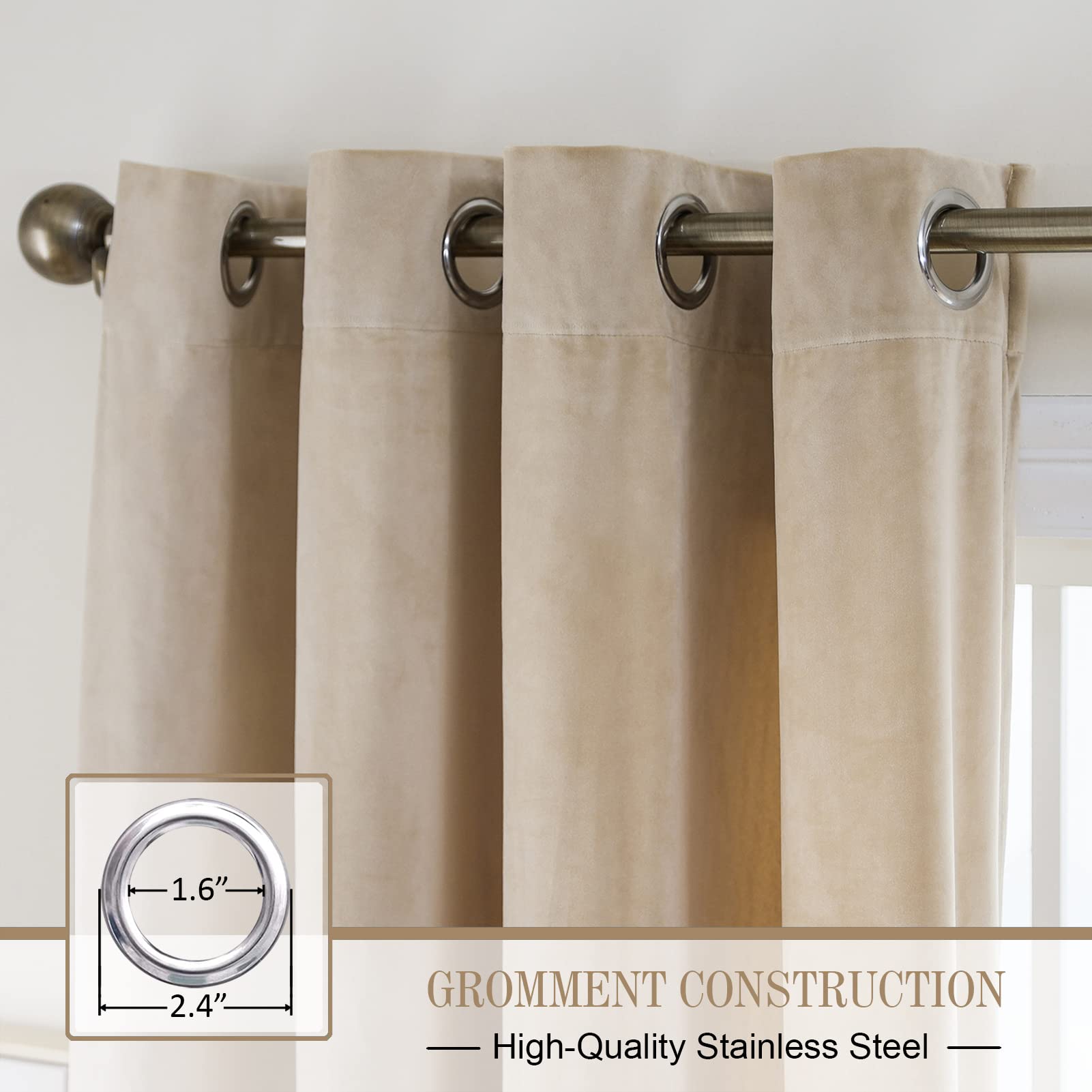 Solid Color Blackout Velvet Curtain Panel - Grommet