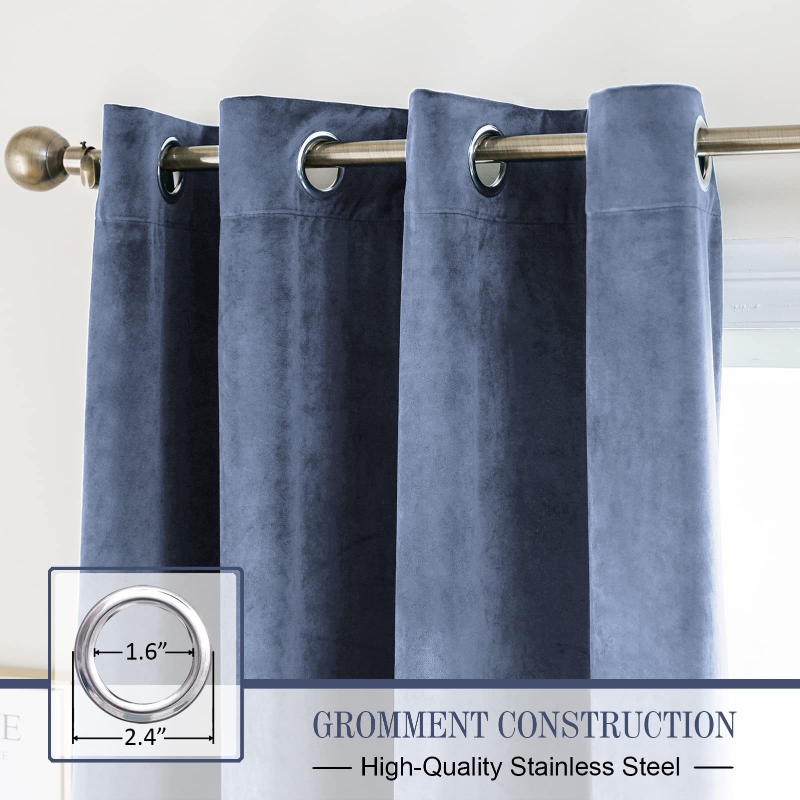 Solid Color Blackout Velvet Curtain Panel - Grommet