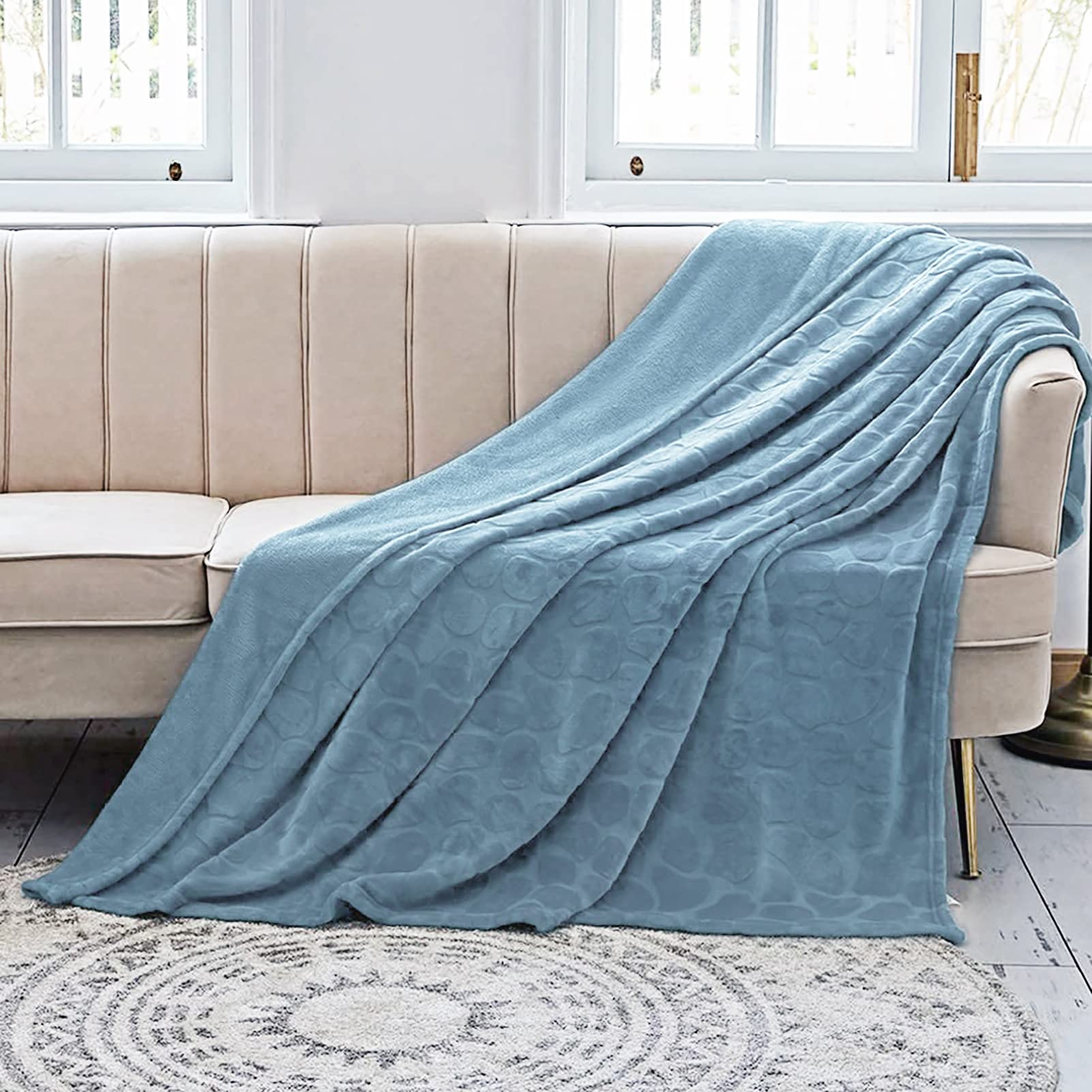 Flannel Fleece Throw Blanket - Stone Print