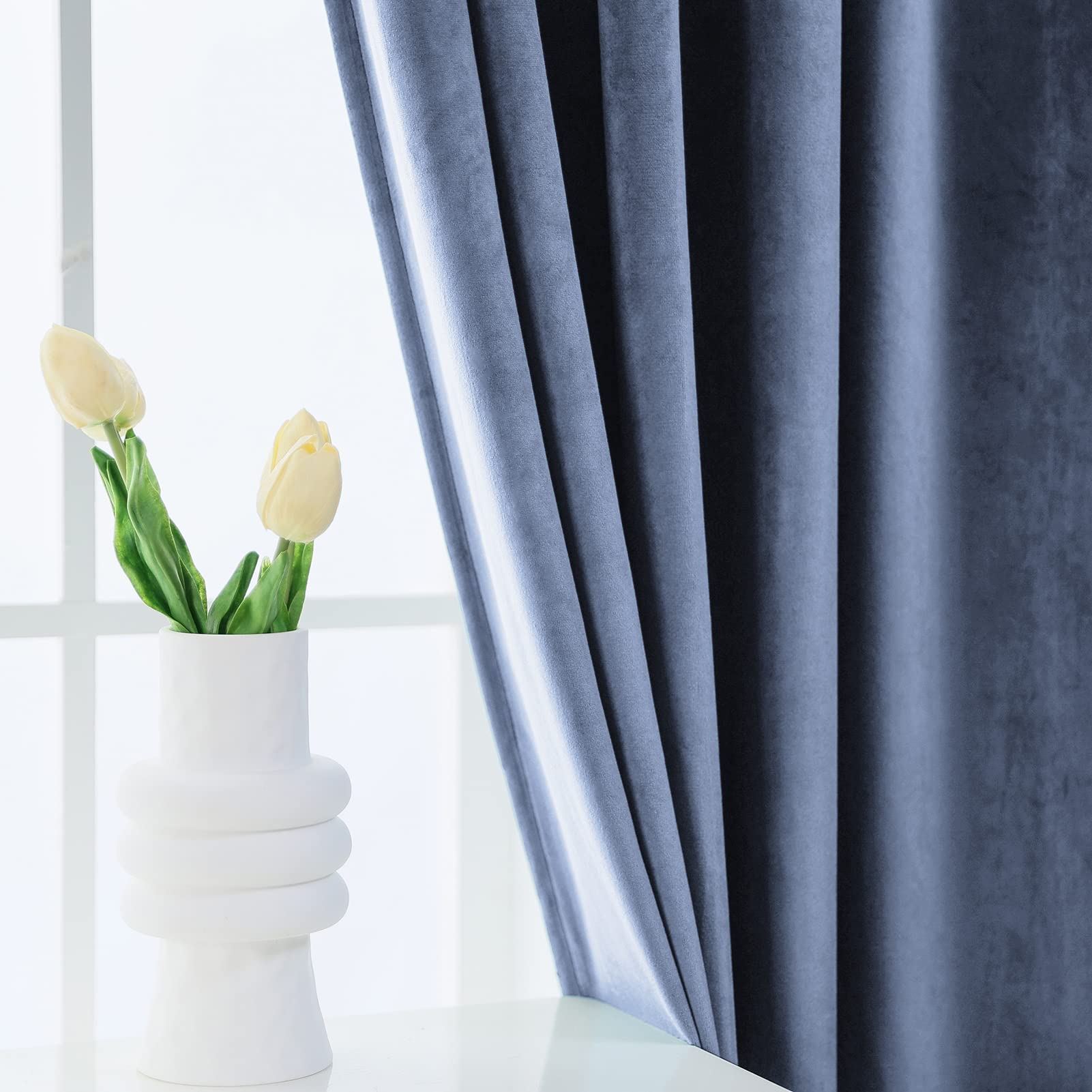 Solid Color Blackout Velvet Curtain Panel - Grommet